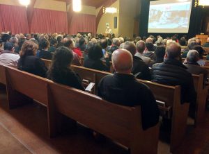 Mayor Malcolm Brodie speaks to a full house at the Nikkei Stories Launch Event